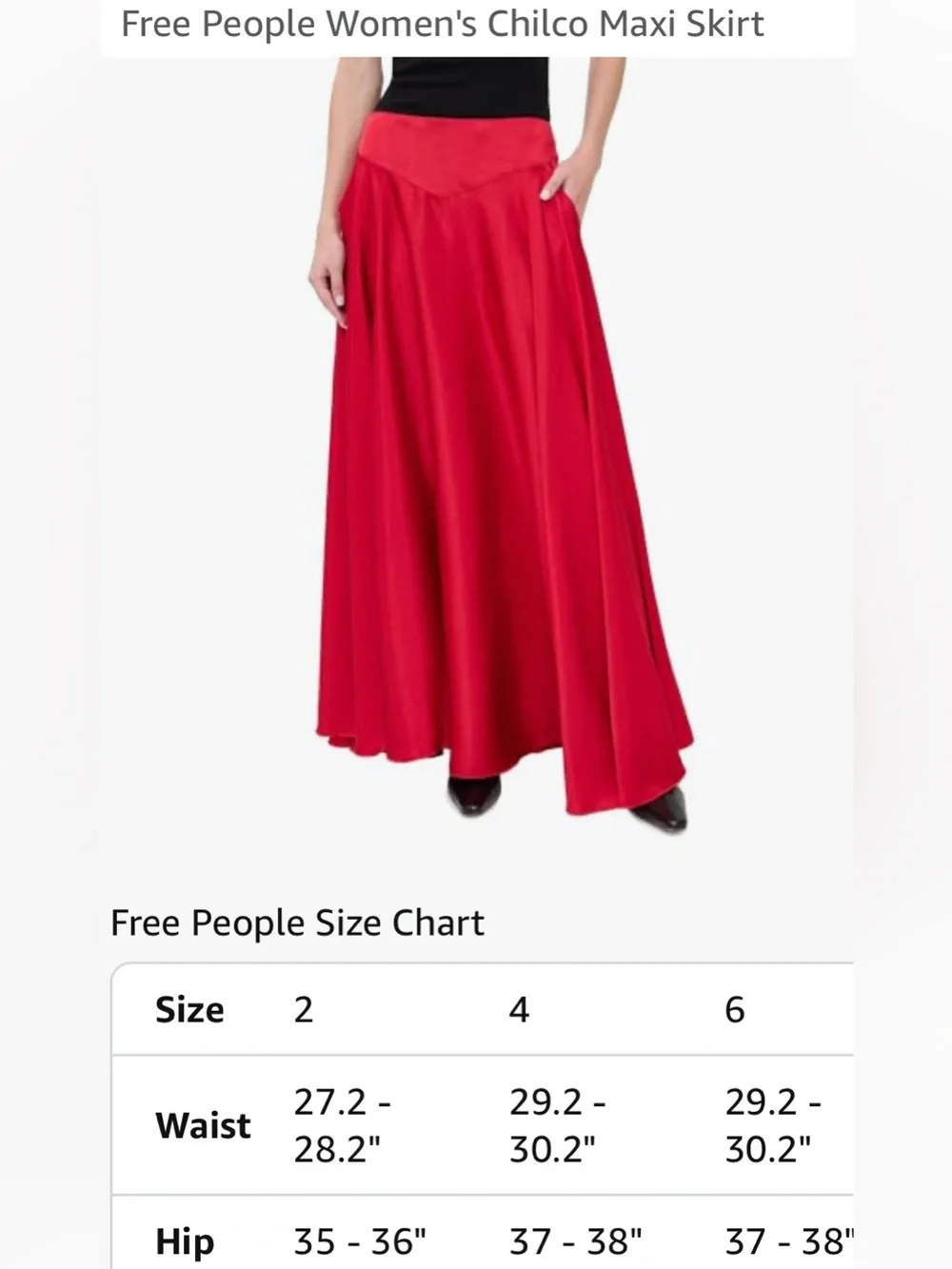 Free People Chilco Salsa Maxi Skirt with High Side Slit Women’s Size 4